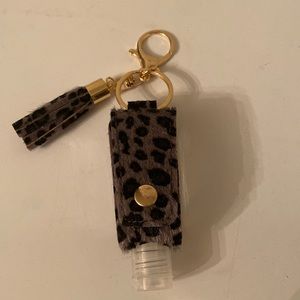 Black and grey  leopard keychain hand sanitizer holder . 🖤